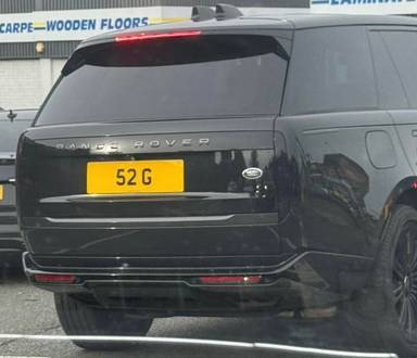 UK Number Plate 52 G on a 2023 Black Land Rover Range Rover First Edition Auto