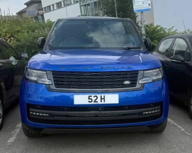 UK Number Plate 52 H on a 2024 Blue Land Rover Range Rover Autobio Phev Auto