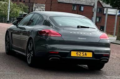 UK Number Plate 52 SA on a 2013 Grey Porsche Panamera