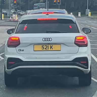 UK Number Plate 521 K on a 2024 White Audi Turbo