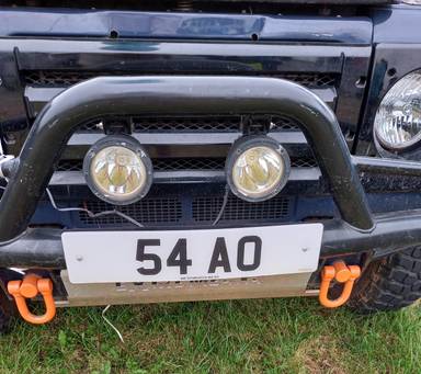 UK Number Plate 54 AO on a 2022 Blue Land Rover Defender Hse D Mhev Auto