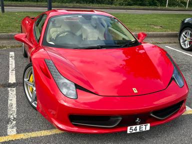 UK Number Plate 54 ET on a 2013 RED Ferrari 458 Spider Dct S-A