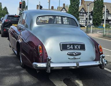 UK Number Plate 54 KV on a 1958 RED Rolls Royce