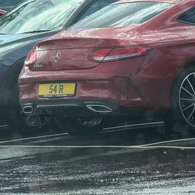 UK Number Plate 54 R on a 2017 RED Mercedes-Benz C