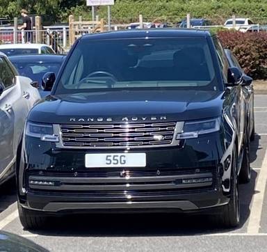 UK Number Plate 55 G on a 2024 Black Land Rover Range Rover Autobio Phev Auto