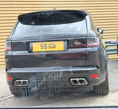 UK Number Plate 55 GD on a 2019 Black Land Rover Range Rover Sport