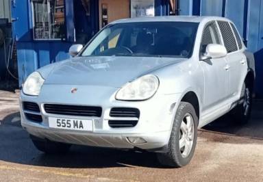 UK Number Plate 555 MA on a 2004 Silver Porsche Cayenne