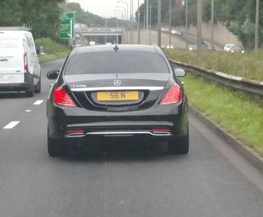 UK Number Plate 56 N on a 2015 Black Mercedes-Benz S-Class
