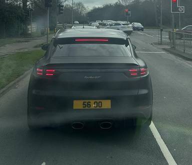 UK Number Plate 56 OO on a 2023 Black Porsche Cayenne Turbo Gt Auto
