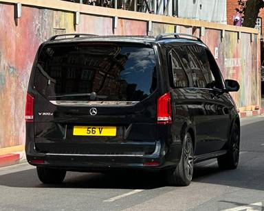 UK Number Plate 56 V on a 2023 Black Mercedes-Benz V 300 Amg Line D Auto