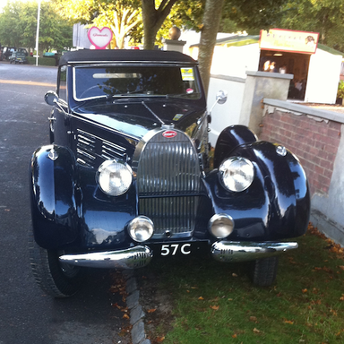 UK Number Plate 57 C on a 1938 Blue Bugatti T57c