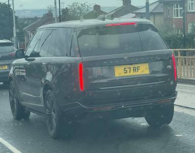 UK Number Plate 57 RF on a 2023 Grey Land Rover Range Rover Autobiography Auto