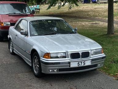UK Number Plate 57 S on a 1999 Silver BMW 3 Series