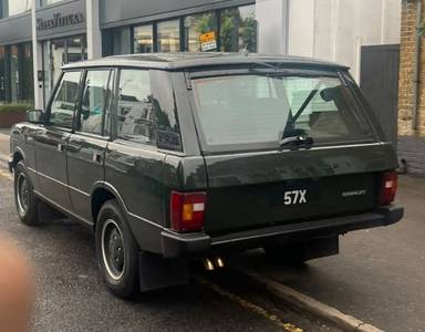 UK Number Plate 57 X on a 1990 Green Land Rover Ranger Rover