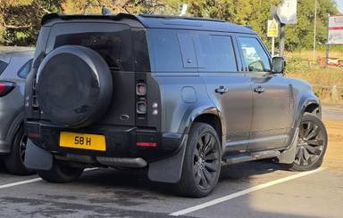 UK Number Plate 58 H on a 2022 Grey Land Rover Defender Se D Mhev Auto