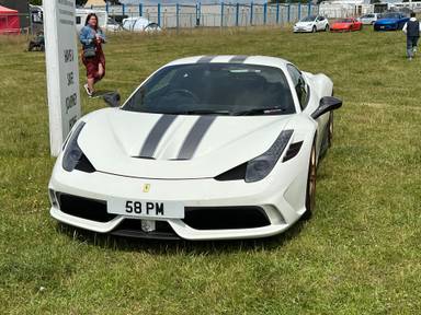 UK Number Plate 58 PM on a 2016 White Ferrari 458