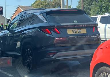 UK Number Plate 59 DF on a 2024 Grey Hyundai Tucson Ultimate T-Gdi Hev Auto