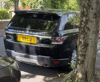 UK Number Plate 59 LJ on a 2015 Black Land Rover Range Rover Sport