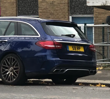 UK Number Plate 59 RP on a 2016 Blue Mercedes-Benz C