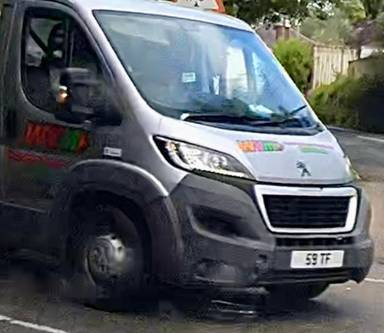 UK Number Plate 59 TF on a 2016 Silver Peugeot Boxer