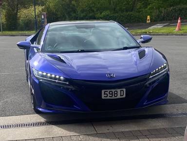 UK Number Plate 598 D on a 2017 Blue Honda NSX