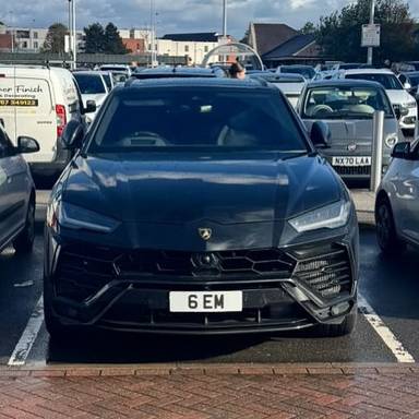 UK Number Plate 6 EM on a 2024 Grey Lamborghini Urus V8 S Auto