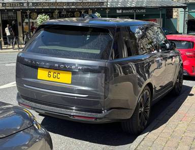 UK Number Plate 6 GC on a 2025 Grey Land Rover Db11