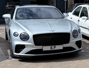 UK Number Plate 6 P on a 2021 Grey Bentley Continental Gt Speed Auto