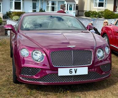 UK Number Plate 6 V on a 2016 Purple Bentley Continental Gt