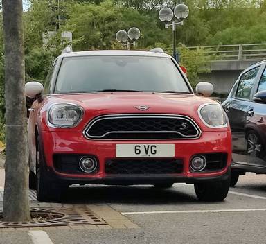 UK Number Plate 6 VG on a 2019 RED Mini Countryman