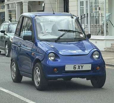 UK Number Plate 6 XY on a 2010 Blue Reva