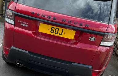 UK Number Plate 60 J on a 2015 RED Land Rover Range Rover Sport