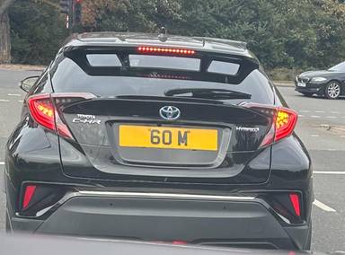 UK Number Plate 60 M on a 2019 Black Toyota C-Hr