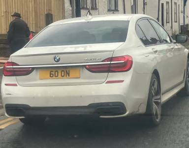 UK Number Plate 60 ON on a 2015 White BMW 730
