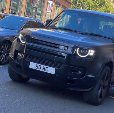 UK Number Plate 60 WC on a 2026 Black Land Rover Defender Xdynamic Hse D Mhev A