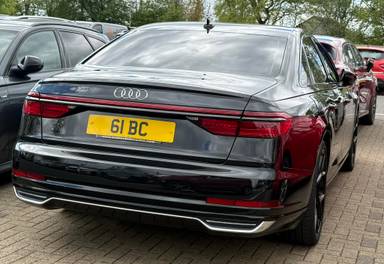 UK Number Plate 61 BC on a 2018 Black Audi A8