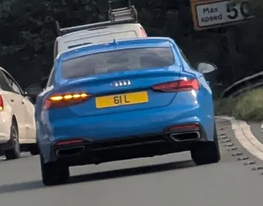 UK Number Plate 61 L on a 2020 Blue Audi