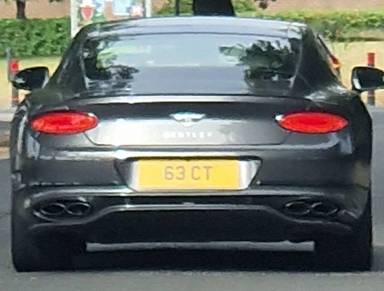 UK Number Plate 63 CT on a 2022 Grey Bentley Continental Gt V8 Auto