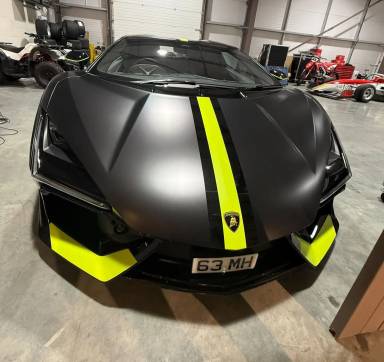UK Number Plate 63 MH on a 2025 Black Lamborghini Revuelto V12 Phev S-A