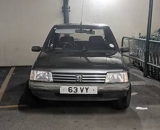 UK Number Plate 63 VY on a 1995 Grey Peugeot 205
