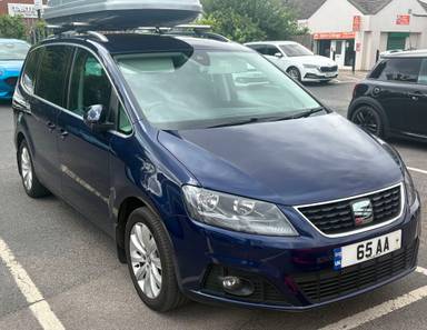 UK Number Plate 65 AA on a 2019 Blue Seat Alhambra