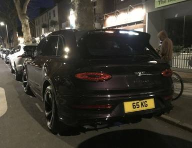 UK Number Plate 65 KG on a 2024 Purple Bentley Bentayga V8 S Auto