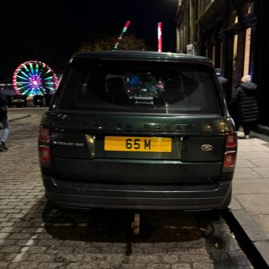 UK Number Plate 65 M on a 2018 Green Land Rover Range Rover