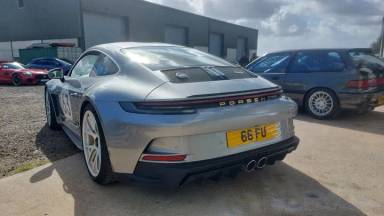 UK Number Plate 66 FU on a 2024 Silver Porsche 911 S/T