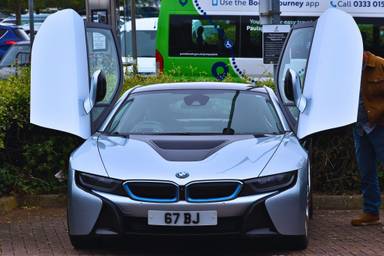 UK Number Plate 67 BJ on a 2016 Silver BMW I8