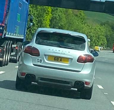 UK Number Plate 68 A on a 2012 Silver Porsche Cayenne