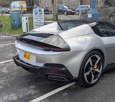UK Number Plate 68 LE on a 2025 Grey Ferrari