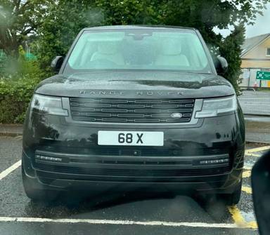 UK Number Plate 68 X on a 2024 Black Land Rover Range Rover Hse Mhev Auto