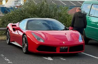 UK Number Plate 69 BT on a 2016 RED Ferrari 488