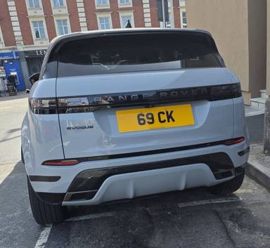 UK Number Plate 69 CK on a 2024 Grey Land Rover R Rover Evoque Dyn Se D Mhev A